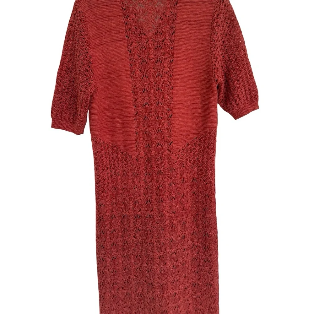 Sundance Burnt Orange Red Knit Midi Dress Size Large L - Picture 5 of 7